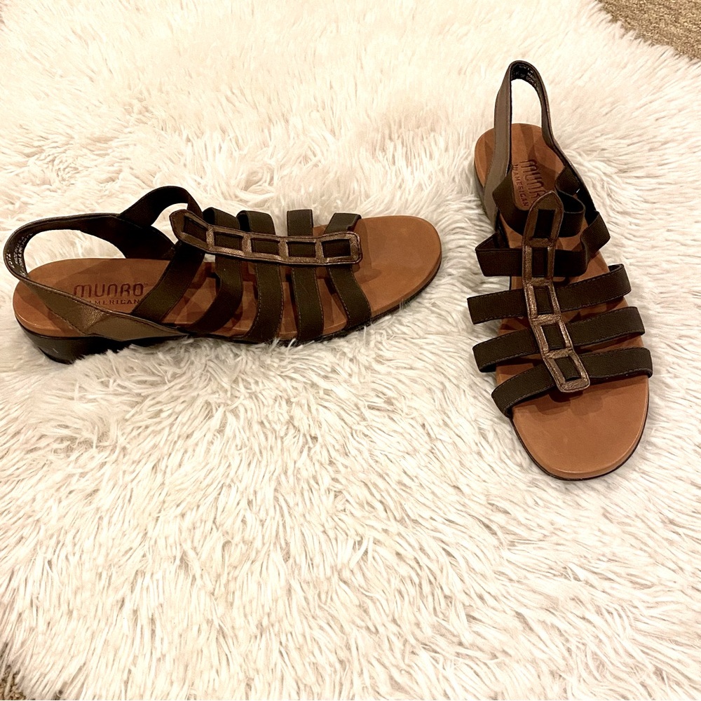 Munro American copper brown metallic strappy comfort sandals 8